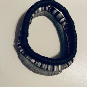 Black and Gray Beaded Bracelet Set